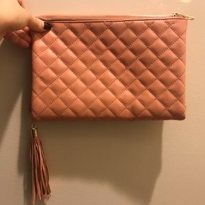 Quilted Dusty Rose Dual Compartment Clutch